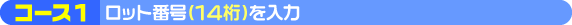 コース1:ロット番号(14桁)を入力